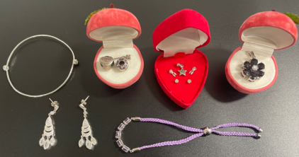 (3) Pairs .925 Earrings (2) Charms (2) .925 Necklace Pendants (2) Bracelets