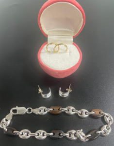 (2) Pair of Earings (1) 7 1/4&rdquo; .925 Bracelet