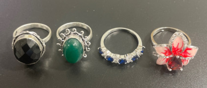 (4) Beautiful Rings Size 7.5 Size 6.5 Size 6 Size 8