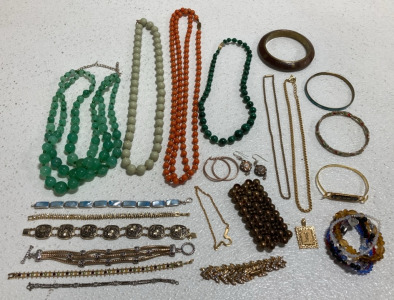Assorted Jewelry: (6) Necklaces, (19) Bracelets, (2) Pairs of Earrings, (1) Pendant