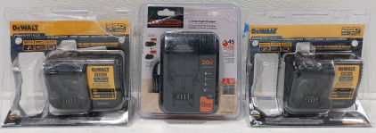 (2) DeWalt DCB112 Battery Chargers (1) Black & Decker 2 AMP Fast Charger BDCAC202B