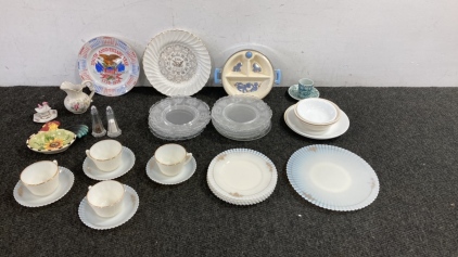 Vintage MacBeth Evans Monax Glass Plates And More