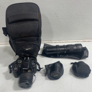 (1) Nikon D 5300 Camera W/ 3 Lenses
