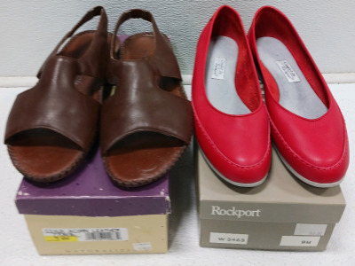 (1) Naturalizer Sioux Acorn Leather Sandal Sz9 (1) Rockport Red Leather Shoes Sz9
