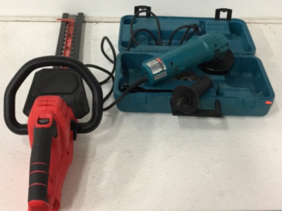 (1) Craftsman 22’’ Hedger & (1) Makita 4” Angle Grinder