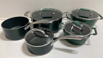 5pc Green GraniteStone Cookware Set w/ (4) Lids
