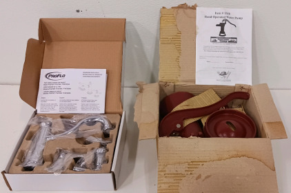 (1) ProFlo Tub Faucet Model PF4870CP (1) Harbor Freight Hand Operated Water Pump
