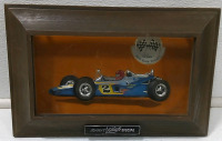 (1) Framed 1970 Indy Winner Johnny Lightning Special (1) Antique Toy Tracker (4) 20 Pack Medium Absorbent Underwear - 2