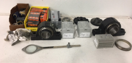 Assorted Industrial Equipment Including Lots Of Timken And RHP Bearings, Point Counters, Roller Bearings And More