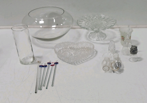 (1) Glass Serving Bowl (1) Crystal Serving Plater (1) Crystal Candy Dish & More