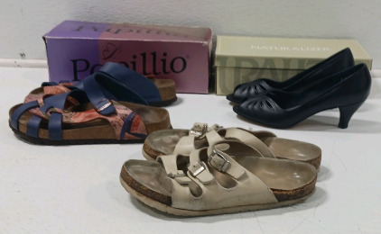 (1) Papillion Birkenstock Size 9(1) Tan Birkenstock Size 9 (1)Naturalizer Size 9 Heals