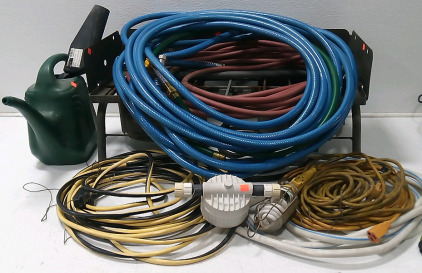 (1) Propane 2 Burner Camp Stove (3) Water Hoses (1) Air Compressor Hose & More
