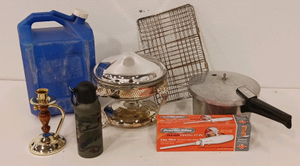(1) Water Jug (1) Pressure Cooking Pot (1)2 Quart Server Plater & More