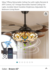 Siljoy 42in Tiffany Retracable Ceiling Fan