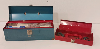 (1) Tool Box W/ Auto Air Conditoning Repair Parts (1) Metal Tool Box W/ C-Clamps