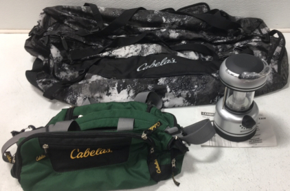 (2) Cabela’s Duffel Bags: (1) Small, (1) Large, (1) Cambridge LED Emergency Lantern