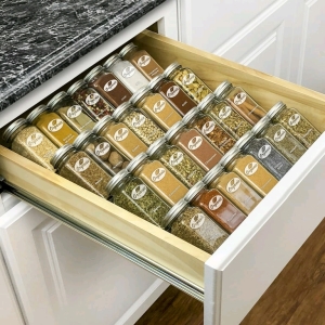 LYNK PROFESSIONAL 13-1/4" W Heavy Gauge Steel Spice Drawer Organizers - Silver Metallic