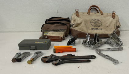 (1) Klein Tools Bag (3) Bearing Pullers (3) Nut Spliters & More