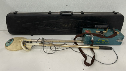 (1) Hard Gun Case (1) Vintage Gold Master Metal Detector