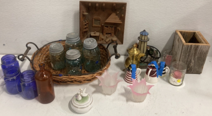 (8) Assorted Decorative Jars (1) Light Up Lighthouse Decoration And More!