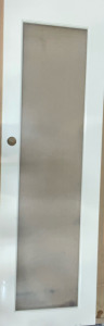 White Wood Door w/ Glass & Door Handle & Hinges Cut 24&rdquo; X 80&rdquo;