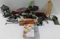 (1) American Classic Express Model Train & Carriage (3) Toy Trackers (1) Wood Duck Weather Vein & More