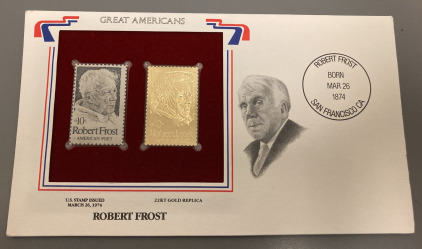 ROBERT FROST GOLD REPLICA STAMP— UNVERIFIED