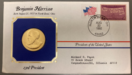 1889 23RD PRESIDENT BENJAMIN HARRISON COMMEMORATIVE COIN