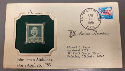 JOHN JAMES AUDUBON, FAMOUS AMERICANS, SCIENTIST COLLECTOR STAMP