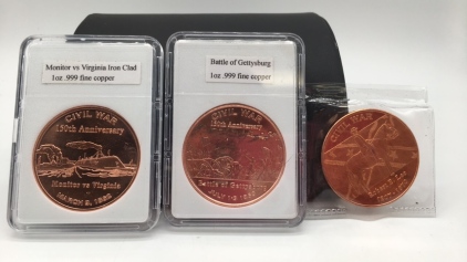 (3) 1 oz .999 fine copper coins