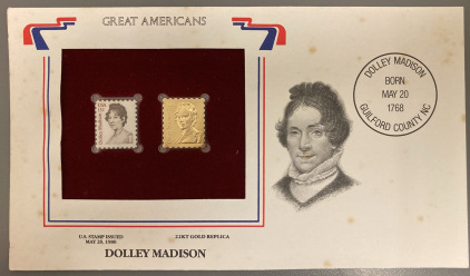 DOLLEY MADISON GOLD REPLICA STAMP— UNVERIFIED