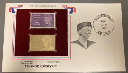 ELEANOR ROOSEVELT GOLD REPLICA STAMP- UNVERIFIED