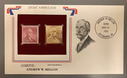 ANDREW W. MELLON GOLD REPLICA STAMP&mdash; UNVERIFIED