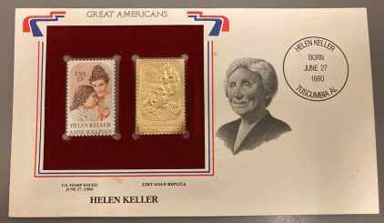 HELEN KELLER GOLD REPLICA STAMP&mdash; UNVERIFIED