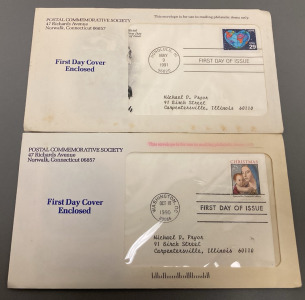 (2) POSTAL COMMEMORATIVE SOCIETY FIRST DAY OF ISSUE STAMPS
