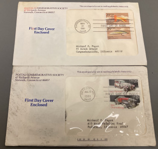 (2) POSTAL COMMEMORATIVE SOCIETY FIRST DAY OF ISSUE STAMPS