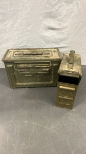 (2) MUTI- SIZED GREEN AMMO CANS