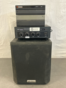 KENWOOD SUBWOOFER SYSTEM, PASO SERIES 3000 INTEGRATES AMPLIFER MODEL T3010BGM AND VIDEONICS VIDEO CONTROL UNIT MODEL VCU-1 (ALL POWER ON)