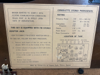 DELMONICO NIVICO AM-FM STEREO TURN TABLE (FOR REPAIR/DISPLAY & NO NEEDLE) WITH SCHEMATIC DIAGRAM AND HARDWARE - 5