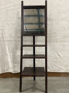 3 TIERED NARROW WOODEN SHELF WITH MIRROR