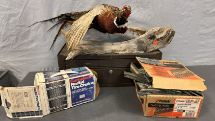 PHEASANT MOUNT, TIRE CHAINS, PASLODE PROSTRIP NAILS AND MORE