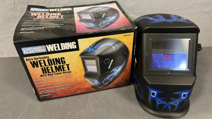 CHICAGO ELECTRIC WELDING HELMET WITH BLUE FLAMES