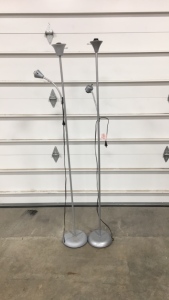 (2) Silver Floor Lamps