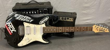 IBANEZ ELECTRIC GUITAR AND AMPS