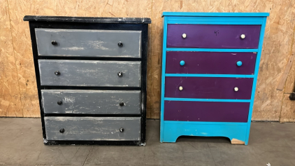 (2) DRESSERS BLACK/GREY AND BLUE AND PURPLE