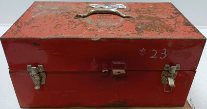 CMS Vintage 2 Level Tool Box. 11" Wide, 22 1/4" Long, 10 3/8" High.