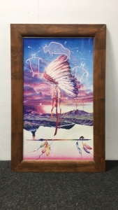 Beautiful Framed Indian Headdress In Sky Picture