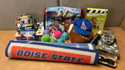 BOISE STATE RUG, STRING OF LIGHTS ( WORK), AVENGERS BAG, AND MORE