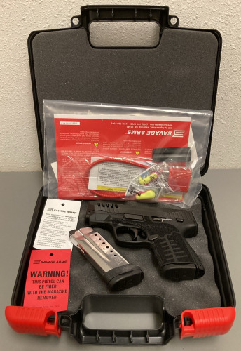 SAVAGE STANCE 9X19 PISTOL WITH ORIGINAL HARD CASE, (2) MAGAZINES, LOCK, MANUAL, EARPLUGS AND MORE— AA08818