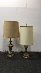 (2) Gold Lamps